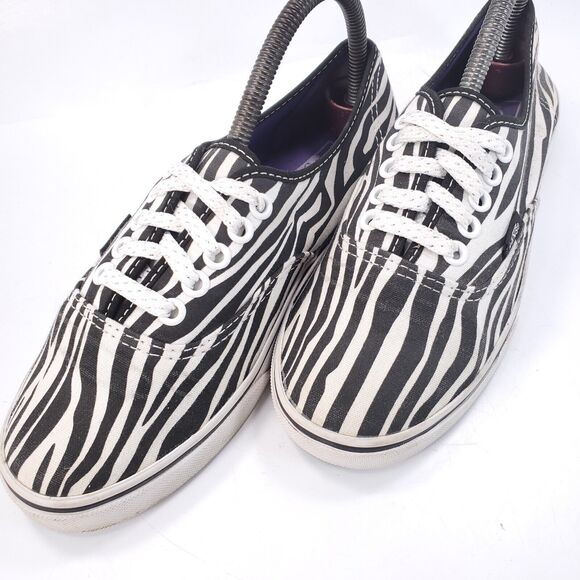 Vans Off the Wall Athletic Lace Up Shoe Womens Size 8 Mens 6.5 T375 Zebra Print - Picture 8 of 9
